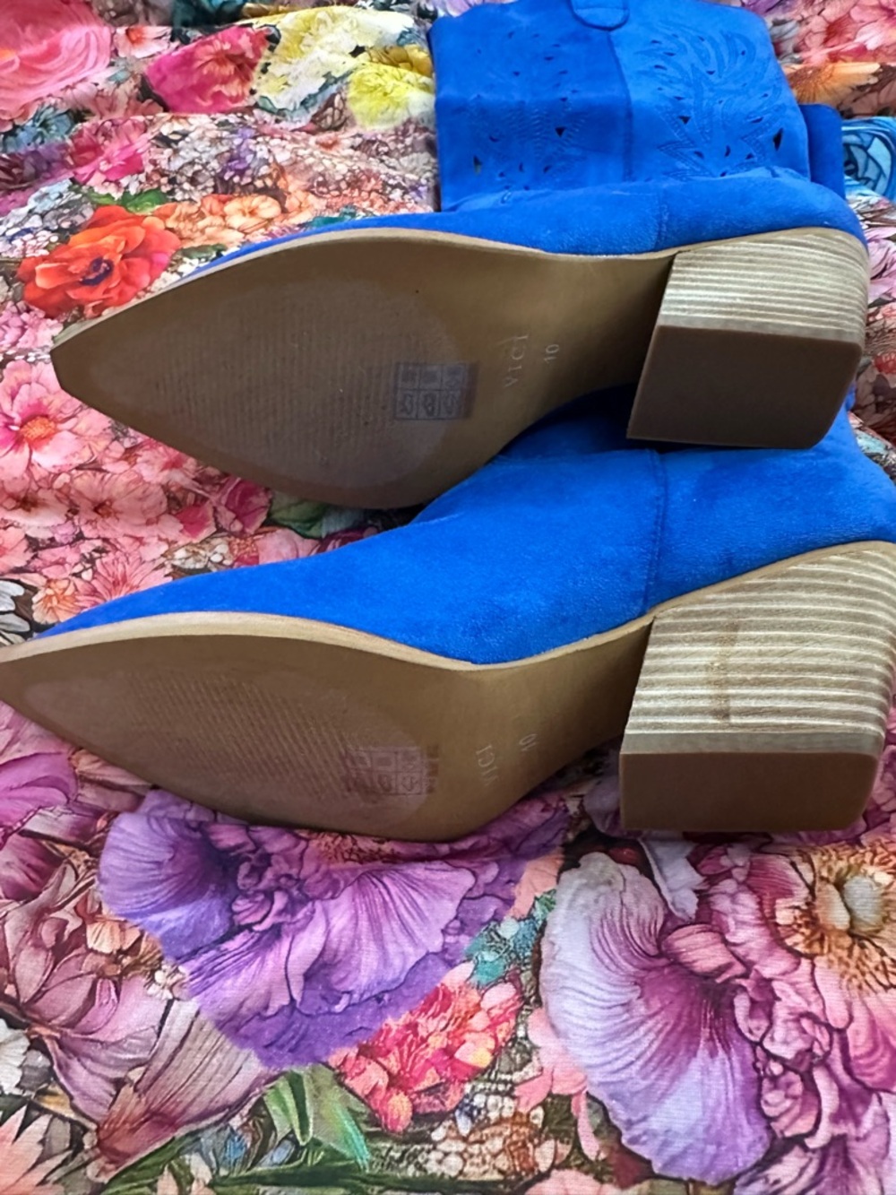 Miracle Miles Electric Blue Suede Western Heeled Boots NWT - Picture 15 of 16